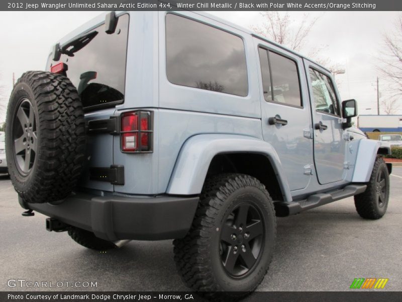 Winter Chill Metallic / Black with Polar White Accents/Orange Stitching 2012 Jeep Wrangler Unlimited Sahara Arctic Edition 4x4