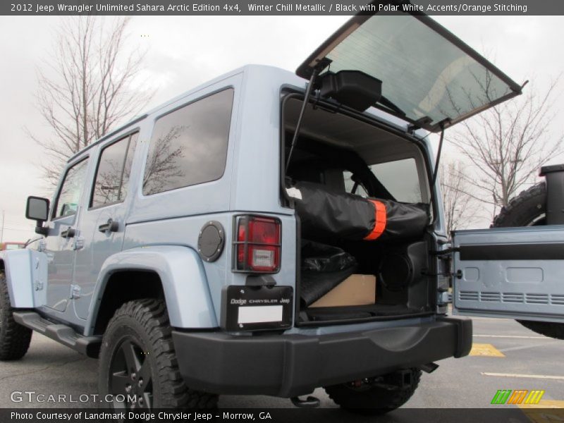 Winter Chill Metallic / Black with Polar White Accents/Orange Stitching 2012 Jeep Wrangler Unlimited Sahara Arctic Edition 4x4