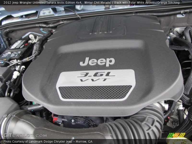 Winter Chill Metallic / Black with Polar White Accents/Orange Stitching 2012 Jeep Wrangler Unlimited Sahara Arctic Edition 4x4