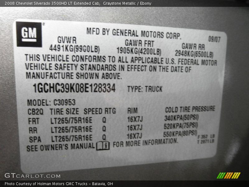 Graystone Metallic / Ebony 2008 Chevrolet Silverado 3500HD LT Extended Cab