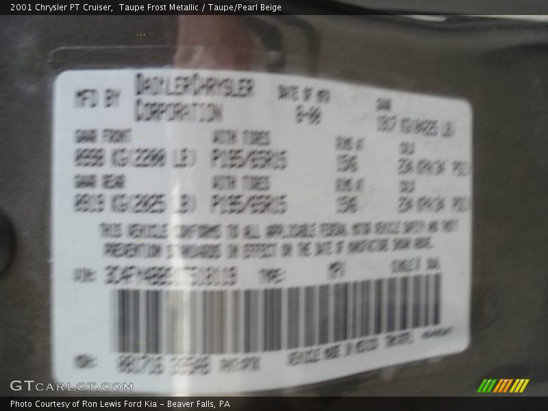 Taupe Frost Metallic / Taupe/Pearl Beige 2001 Chrysler PT Cruiser