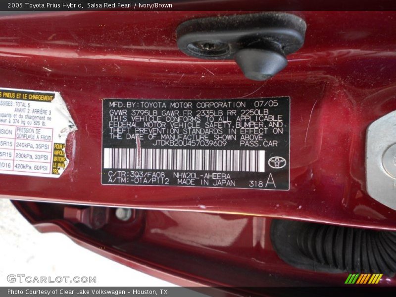 Salsa Red Pearl / Ivory/Brown 2005 Toyota Prius Hybrid