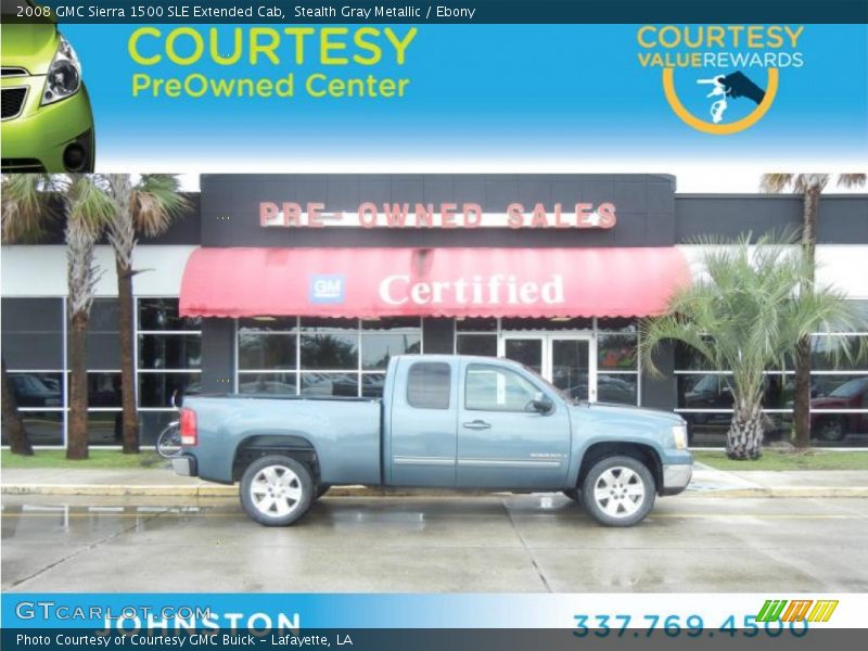 Stealth Gray Metallic / Ebony 2008 GMC Sierra 1500 SLE Extended Cab