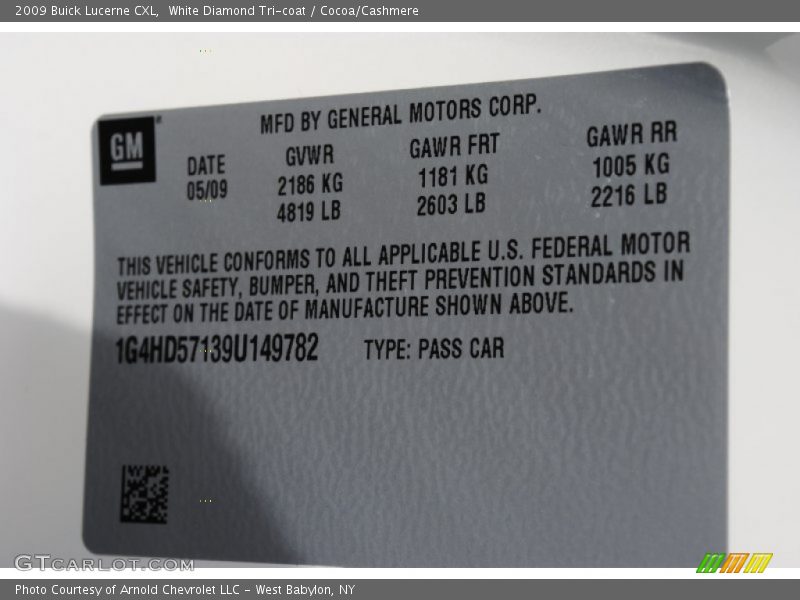 White Diamond Tri-coat / Cocoa/Cashmere 2009 Buick Lucerne CXL