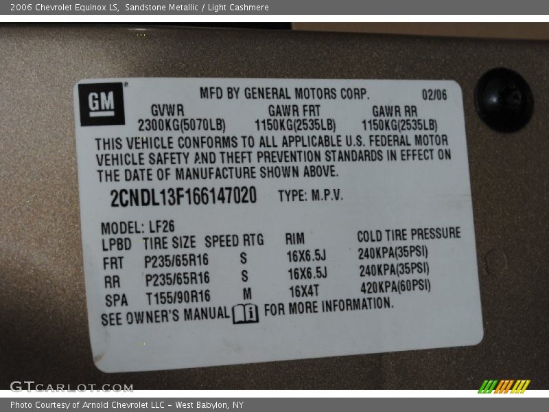 Sandstone Metallic / Light Cashmere 2006 Chevrolet Equinox LS