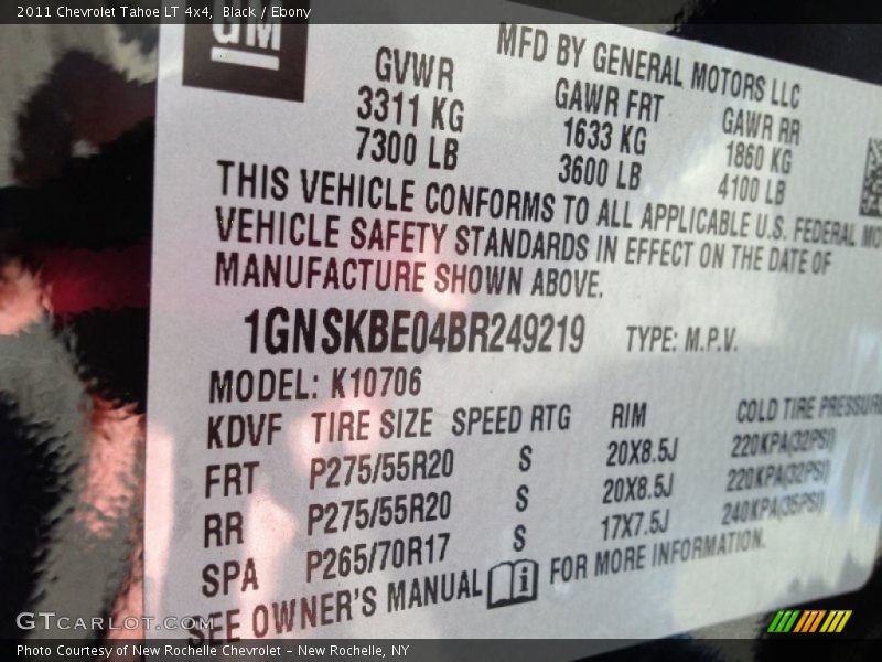 Black / Ebony 2011 Chevrolet Tahoe LT 4x4