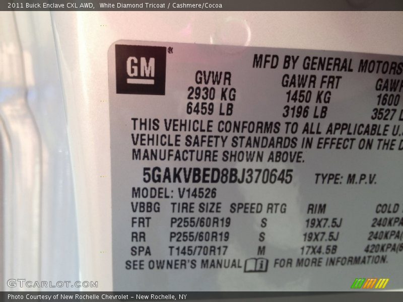White Diamond Tricoat / Cashmere/Cocoa 2011 Buick Enclave CXL AWD