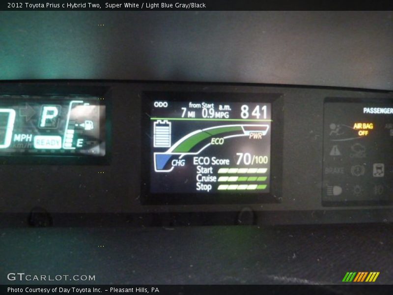 Super White / Light Blue Gray/Black 2012 Toyota Prius c Hybrid Two