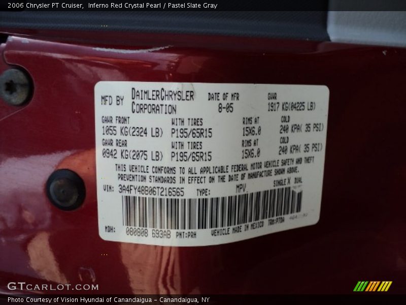 Inferno Red Crystal Pearl / Pastel Slate Gray 2006 Chrysler PT Cruiser