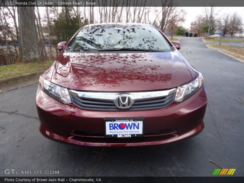 Crimson Pearl / Beige 2012 Honda Civic LX Sedan