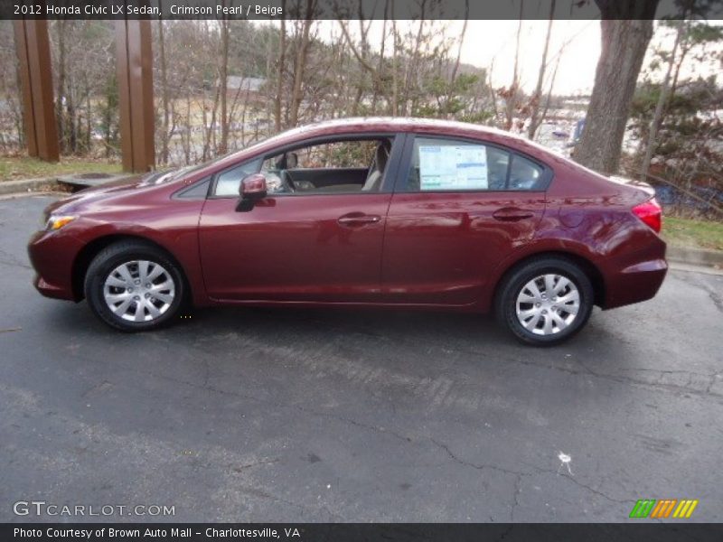 Crimson Pearl / Beige 2012 Honda Civic LX Sedan