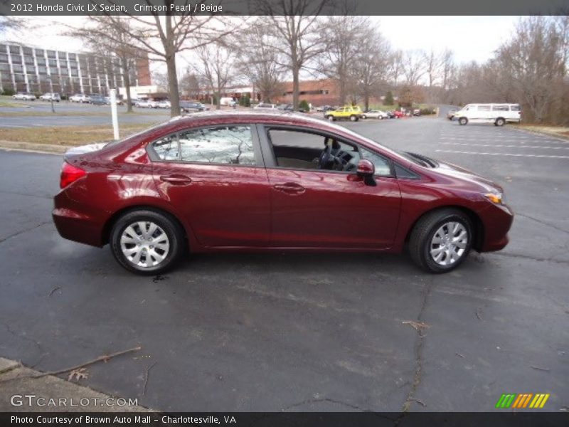 Crimson Pearl / Beige 2012 Honda Civic LX Sedan