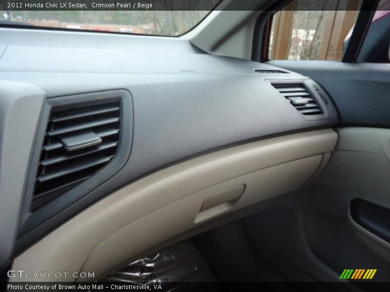Crimson Pearl / Beige 2012 Honda Civic LX Sedan