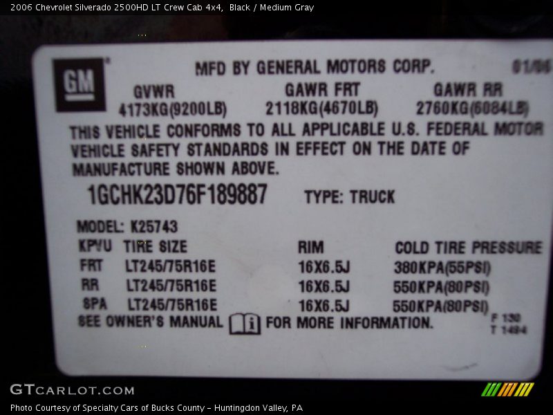 Black / Medium Gray 2006 Chevrolet Silverado 2500HD LT Crew Cab 4x4