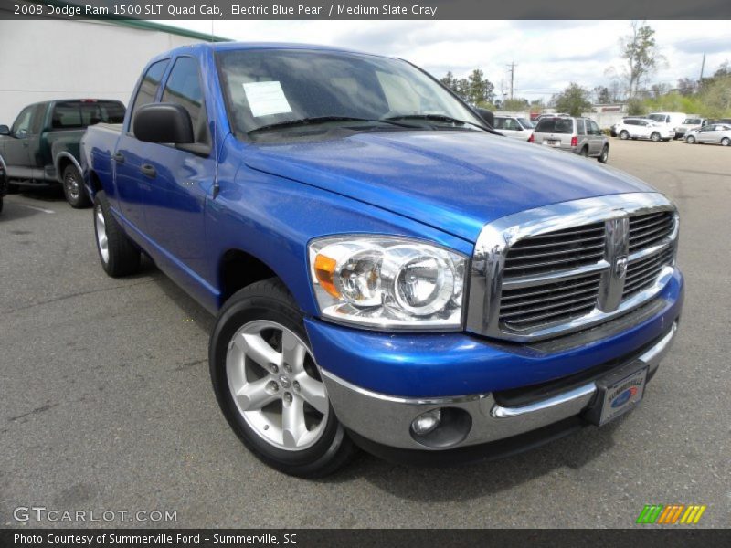 Electric Blue Pearl / Medium Slate Gray 2008 Dodge Ram 1500 SLT Quad Cab