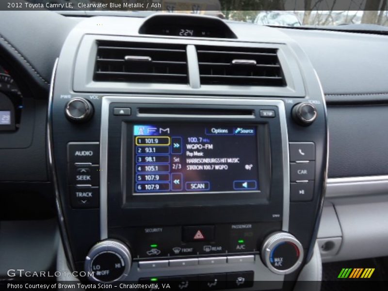 Clearwater Blue Metallic / Ash 2012 Toyota Camry LE