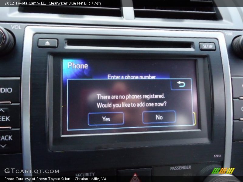 Clearwater Blue Metallic / Ash 2012 Toyota Camry LE
