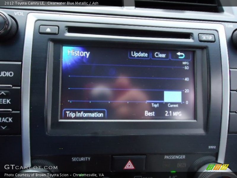 Clearwater Blue Metallic / Ash 2012 Toyota Camry LE