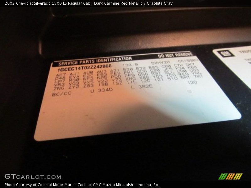 Dark Carmine Red Metallic / Graphite Gray 2002 Chevrolet Silverado 1500 LS Regular Cab