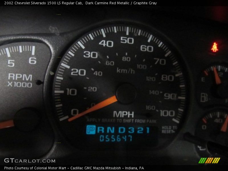 Dark Carmine Red Metallic / Graphite Gray 2002 Chevrolet Silverado 1500 LS Regular Cab