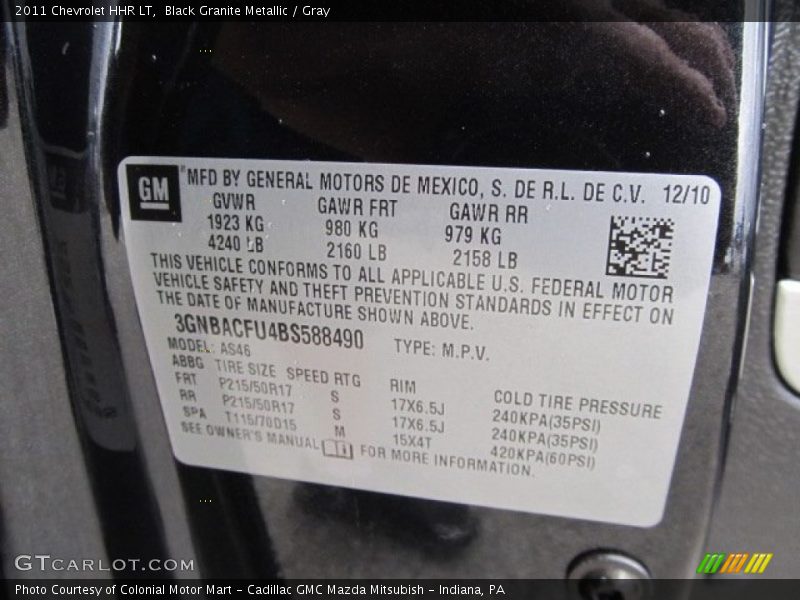 Black Granite Metallic / Gray 2011 Chevrolet HHR LT