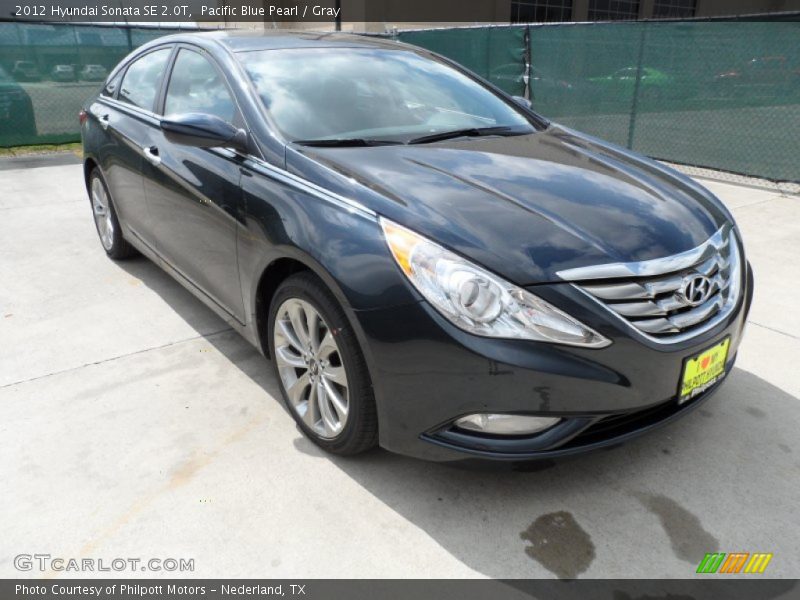 Pacific Blue Pearl / Gray 2012 Hyundai Sonata SE 2.0T