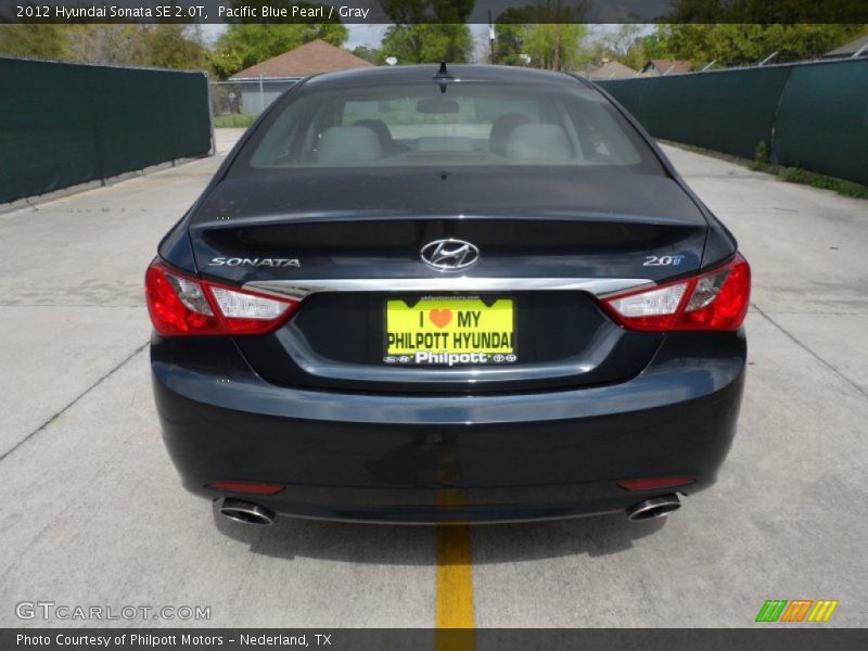 Pacific Blue Pearl / Gray 2012 Hyundai Sonata SE 2.0T