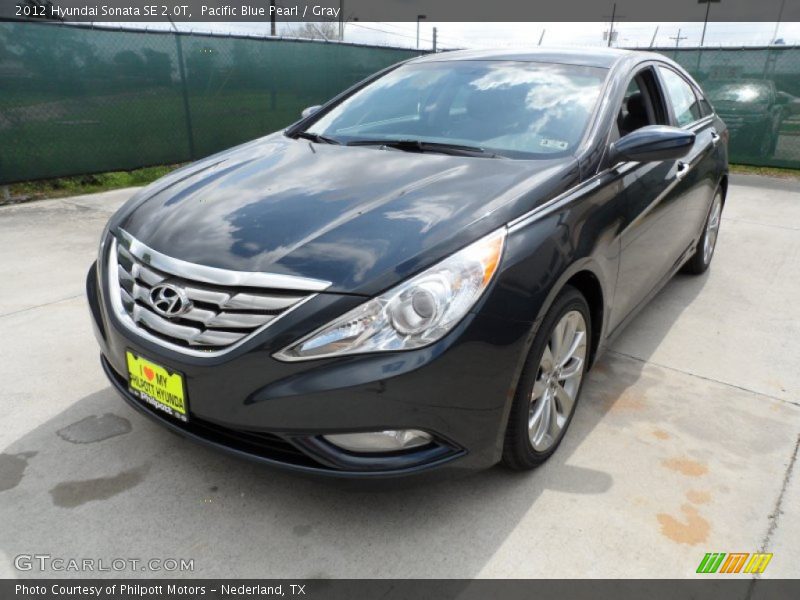 Pacific Blue Pearl / Gray 2012 Hyundai Sonata SE 2.0T