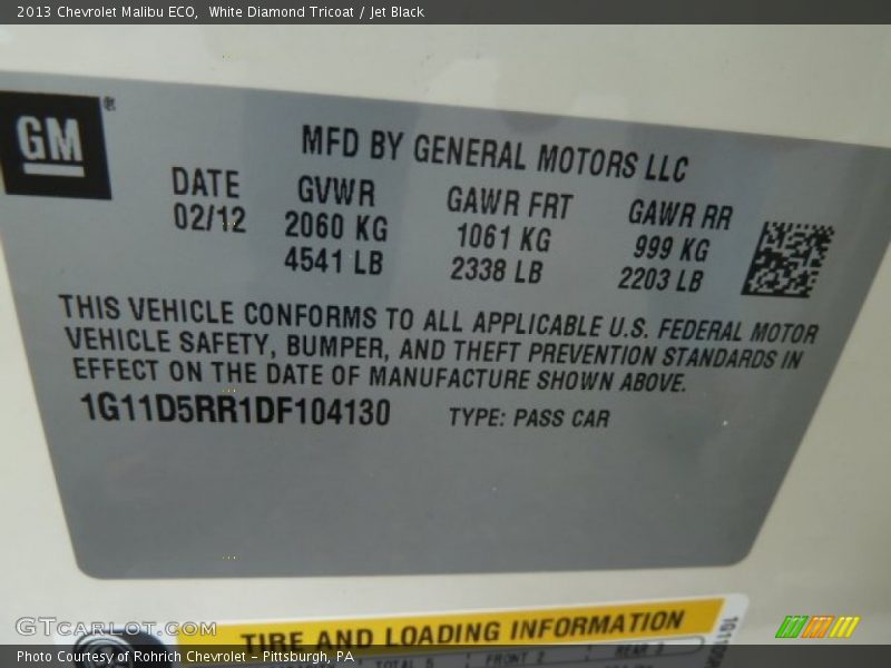 White Diamond Tricoat / Jet Black 2013 Chevrolet Malibu ECO