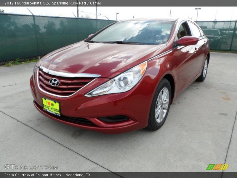 Sparkling Ruby Red / Camel 2012 Hyundai Sonata GLS