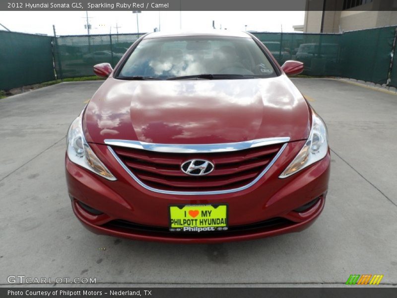Sparkling Ruby Red / Camel 2012 Hyundai Sonata GLS