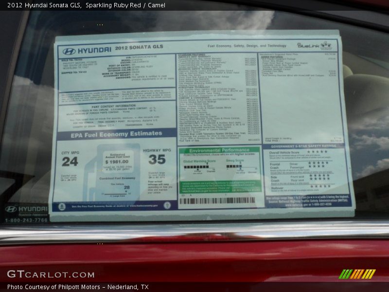 Sparkling Ruby Red / Camel 2012 Hyundai Sonata GLS