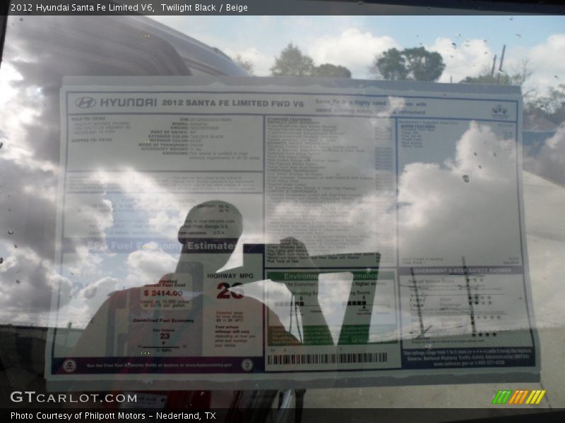 Twilight Black / Beige 2012 Hyundai Santa Fe Limited V6