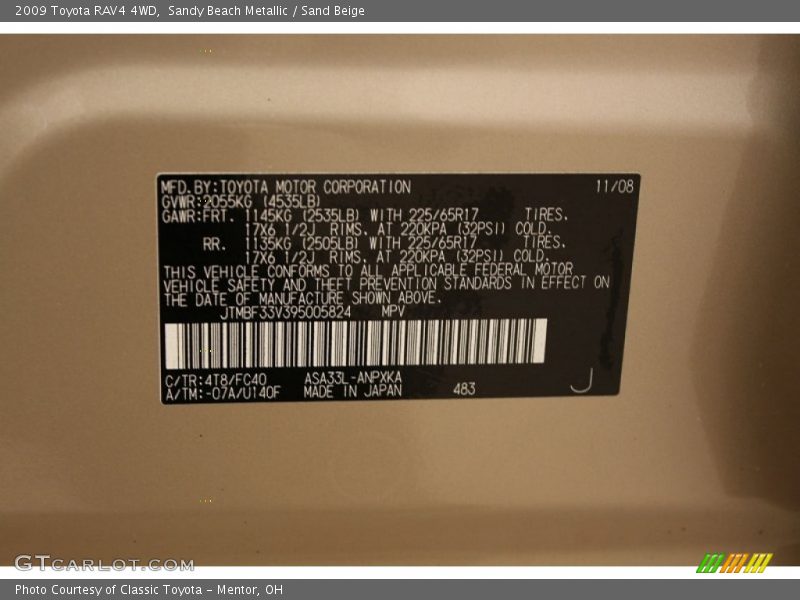Sandy Beach Metallic / Sand Beige 2009 Toyota RAV4 4WD