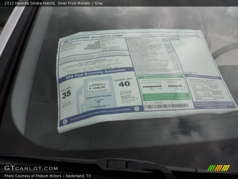 Silver Frost Metallic / Gray 2012 Hyundai Sonata Hybrid