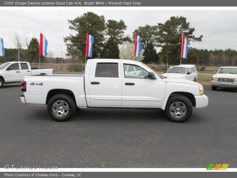 Bright White / Medium Slate Gray 2005 Dodge Dakota Laramie Quad Cab 4x4