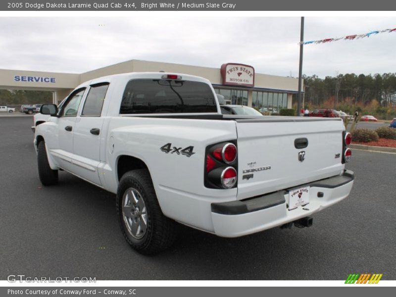 Bright White / Medium Slate Gray 2005 Dodge Dakota Laramie Quad Cab 4x4