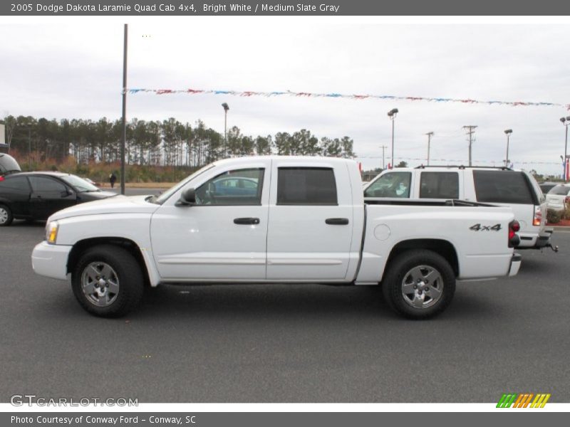 Bright White / Medium Slate Gray 2005 Dodge Dakota Laramie Quad Cab 4x4