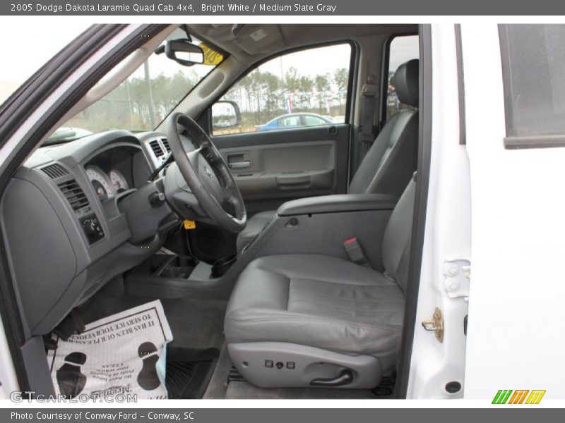 Bright White / Medium Slate Gray 2005 Dodge Dakota Laramie Quad Cab 4x4