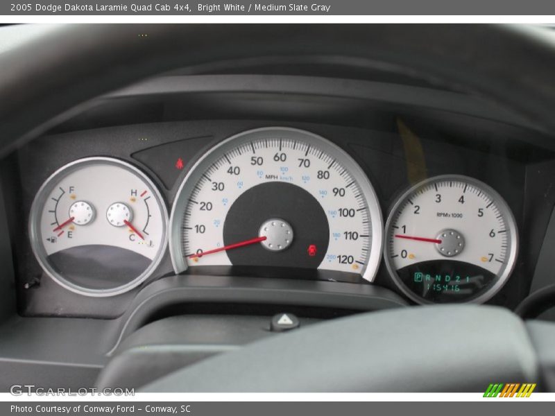 Bright White / Medium Slate Gray 2005 Dodge Dakota Laramie Quad Cab 4x4