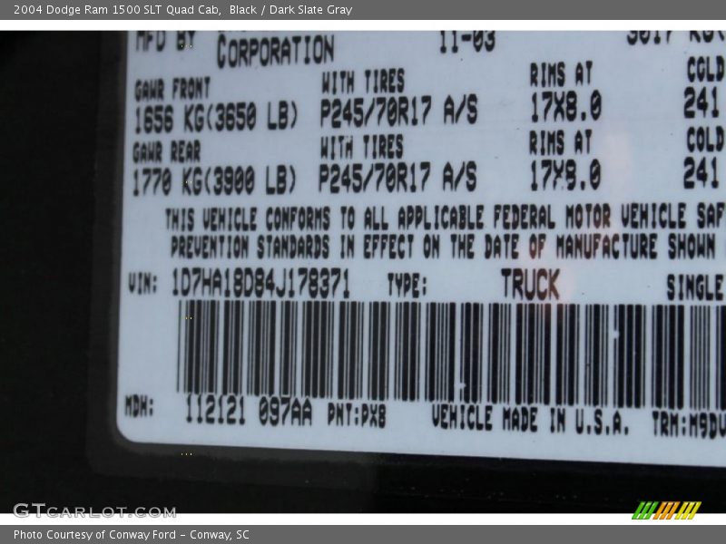 Black / Dark Slate Gray 2004 Dodge Ram 1500 SLT Quad Cab