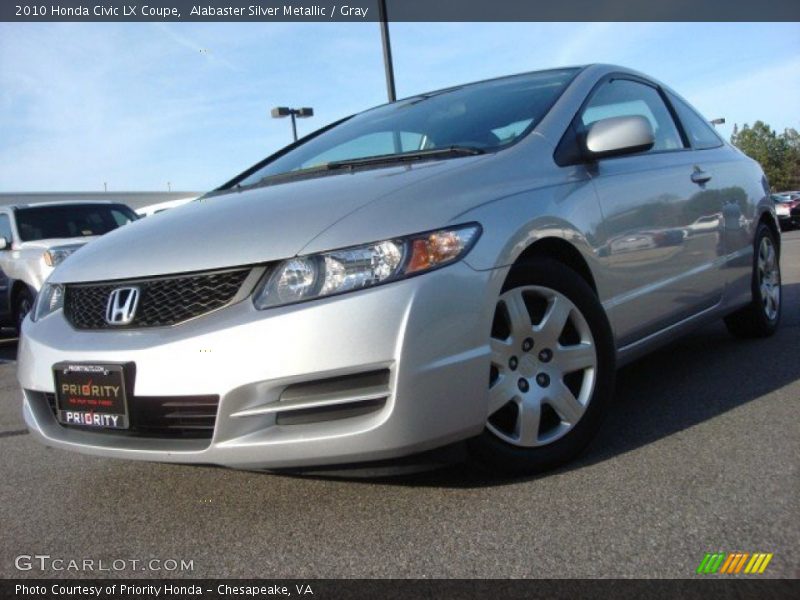 Alabaster Silver Metallic / Gray 2010 Honda Civic LX Coupe