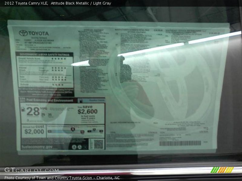 Attitude Black Metallic / Light Gray 2012 Toyota Camry XLE