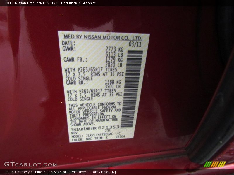 Red Brick / Graphite 2011 Nissan Pathfinder SV 4x4