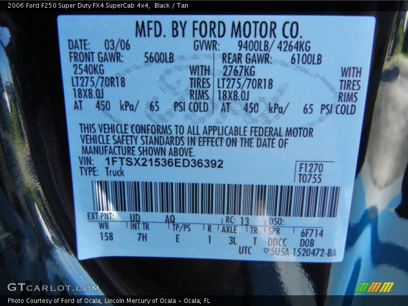 Black / Tan 2006 Ford F250 Super Duty FX4 SuperCab 4x4