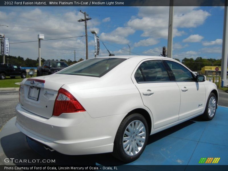 White Platinum Tri-Coat / Medium Light Stone 2012 Ford Fusion Hybrid