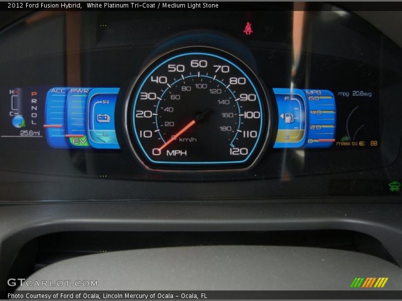White Platinum Tri-Coat / Medium Light Stone 2012 Ford Fusion Hybrid