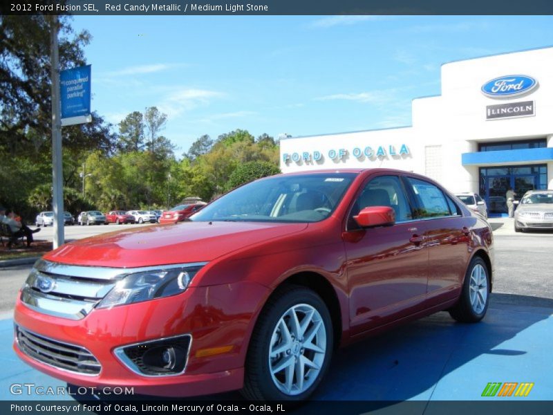 Red Candy Metallic / Medium Light Stone 2012 Ford Fusion SEL