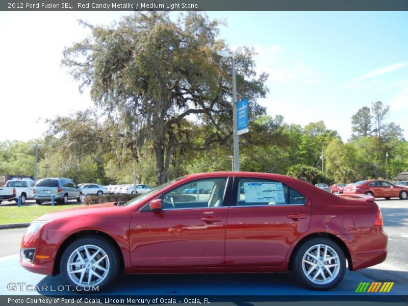Red Candy Metallic / Medium Light Stone 2012 Ford Fusion SEL