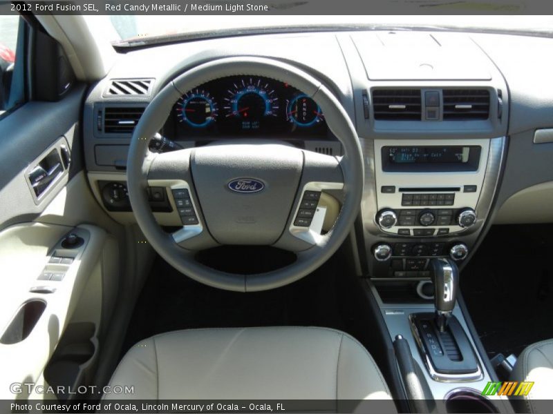 Red Candy Metallic / Medium Light Stone 2012 Ford Fusion SEL